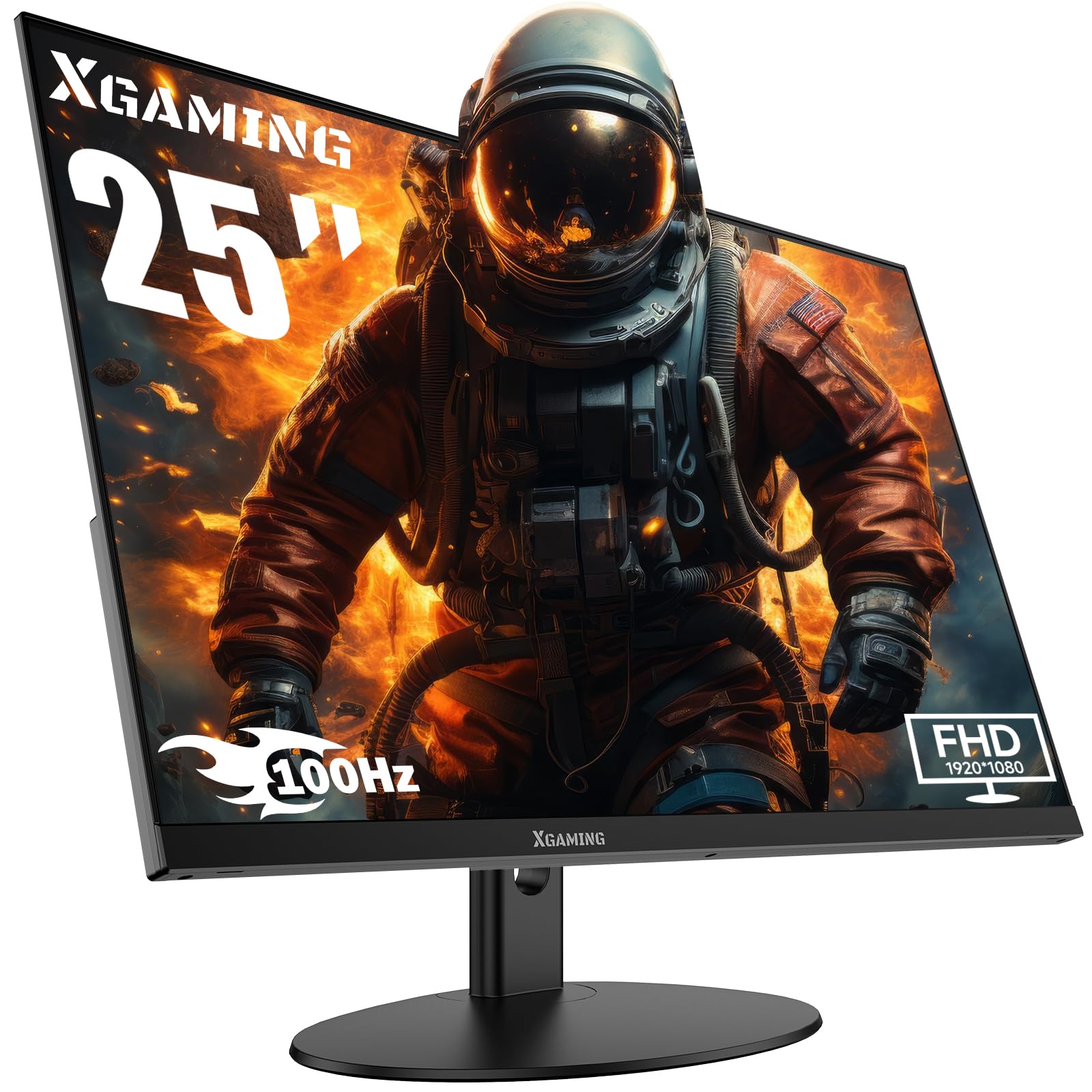 25 Inch Monitor, FHD 1080P 100Hz Ultra Thin Frameless Computer Display, 1ms, 99% sRGB, Low Blue Light Eye Care, HDMI VGA Gamer Screen with Speakers, VESA, Tilt Adjustable-Black