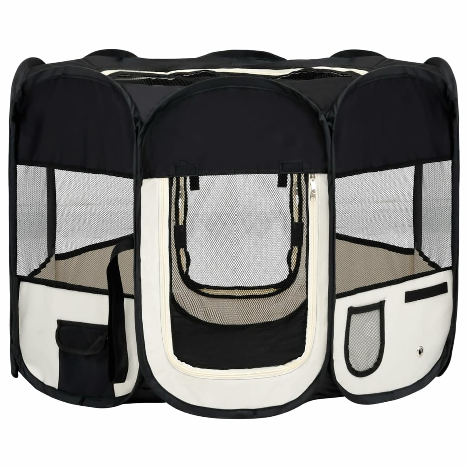 Recinto per Cani Box per Cani Recinto Cani Box per Cani da Esterno Recinzione per Cani Box per Cani Pieghevole con Borsa Trasporto Nero 90x90x58 cm