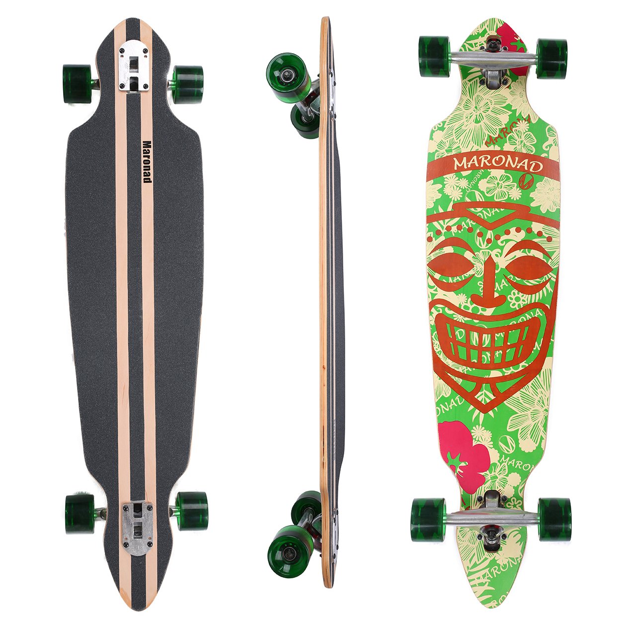 Longboard Skateboard MARONAD drop through Race Cruiser ABEC-11 Skateboard 104x24 cm Streetsurfer patinar FUN, Modell Cruiser - Aruba