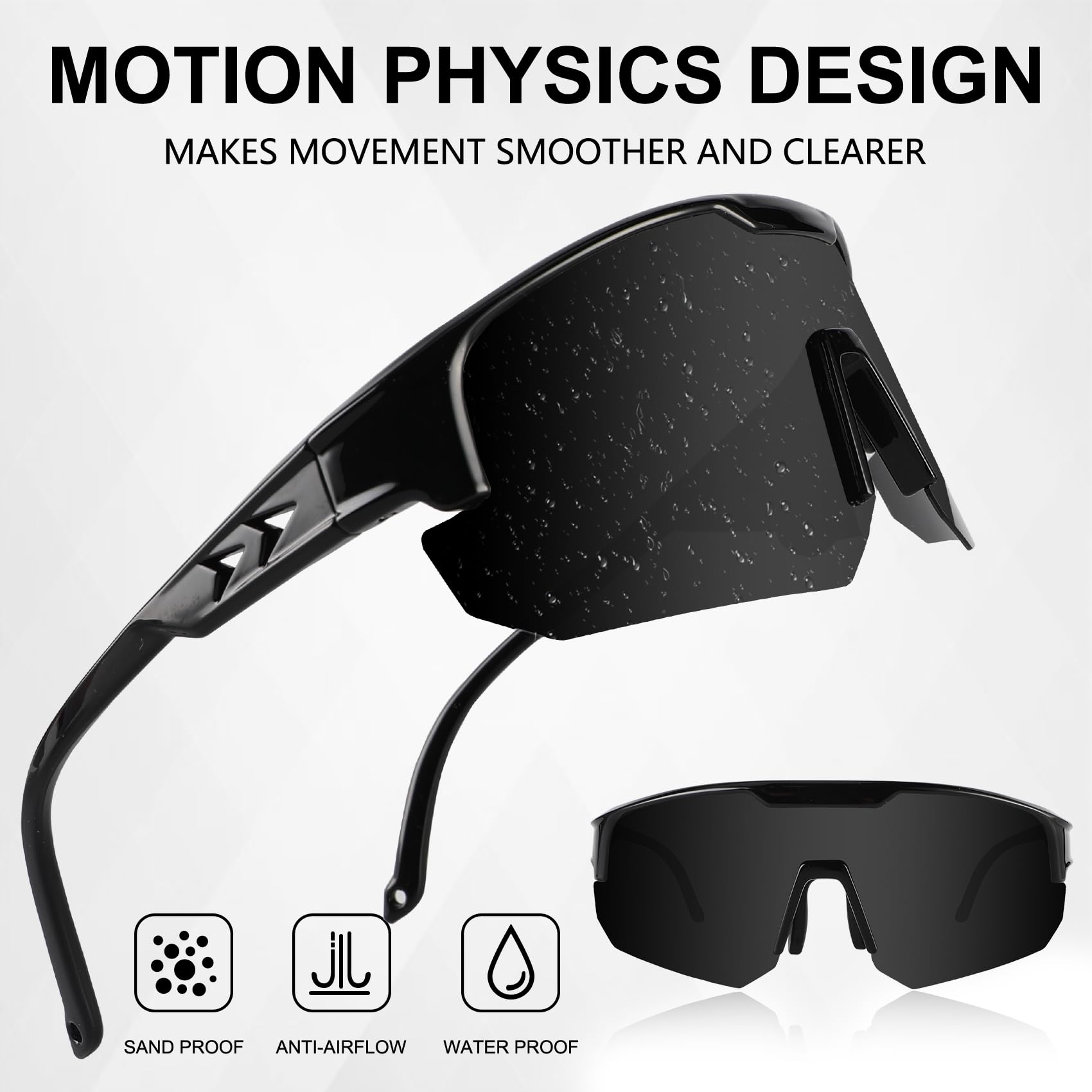 OULAIQI Occhiali da sole sportivi polarizzati TR90, leggeri, protezione UV400, unisex, per ciclismo, corsa, baseball ed escursionismo