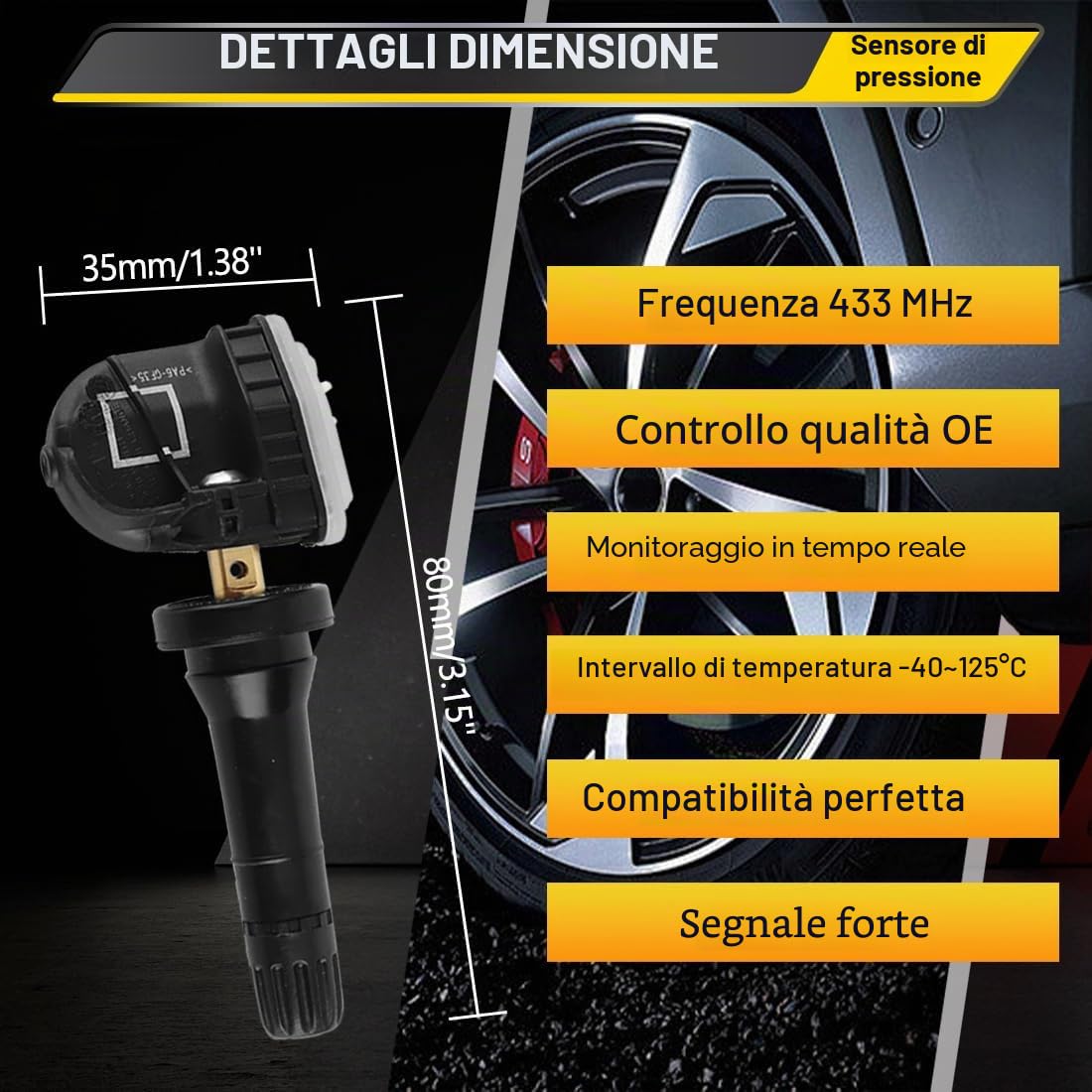 Sensore di pressione dei pneumatici 4Pcs, sensore Tpms, sensori di monitoraggio della pressione dei pneumatici 1862980, 2036832, 2318530 per Ford Ranger Ecosport Mondeo Fiesta Focus