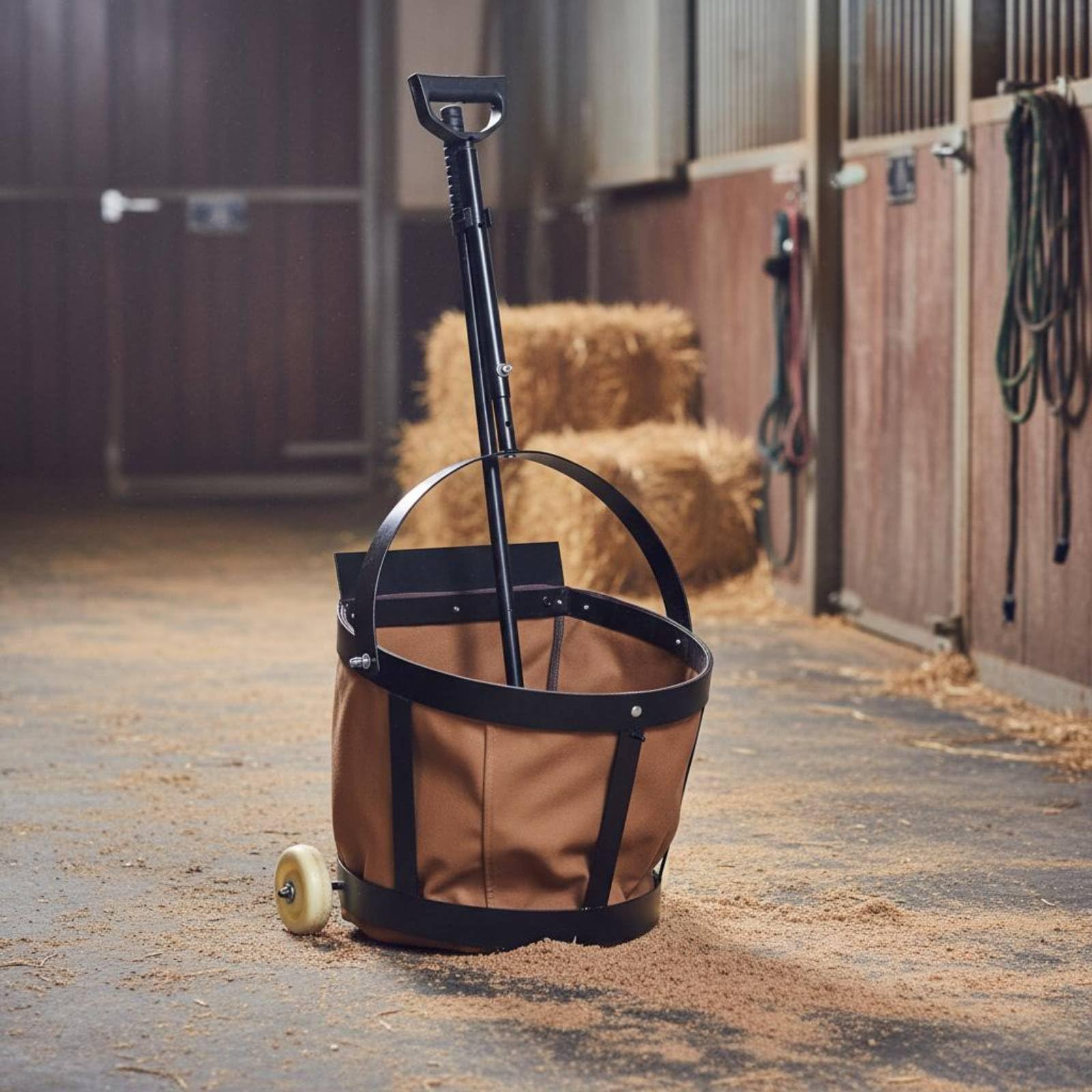 Raccoglitore Letame Cavalli Acciaio Inossidabile Raccoglitore Letame Grande Struttura Robusta Paletta con Rastrello per Maneggio