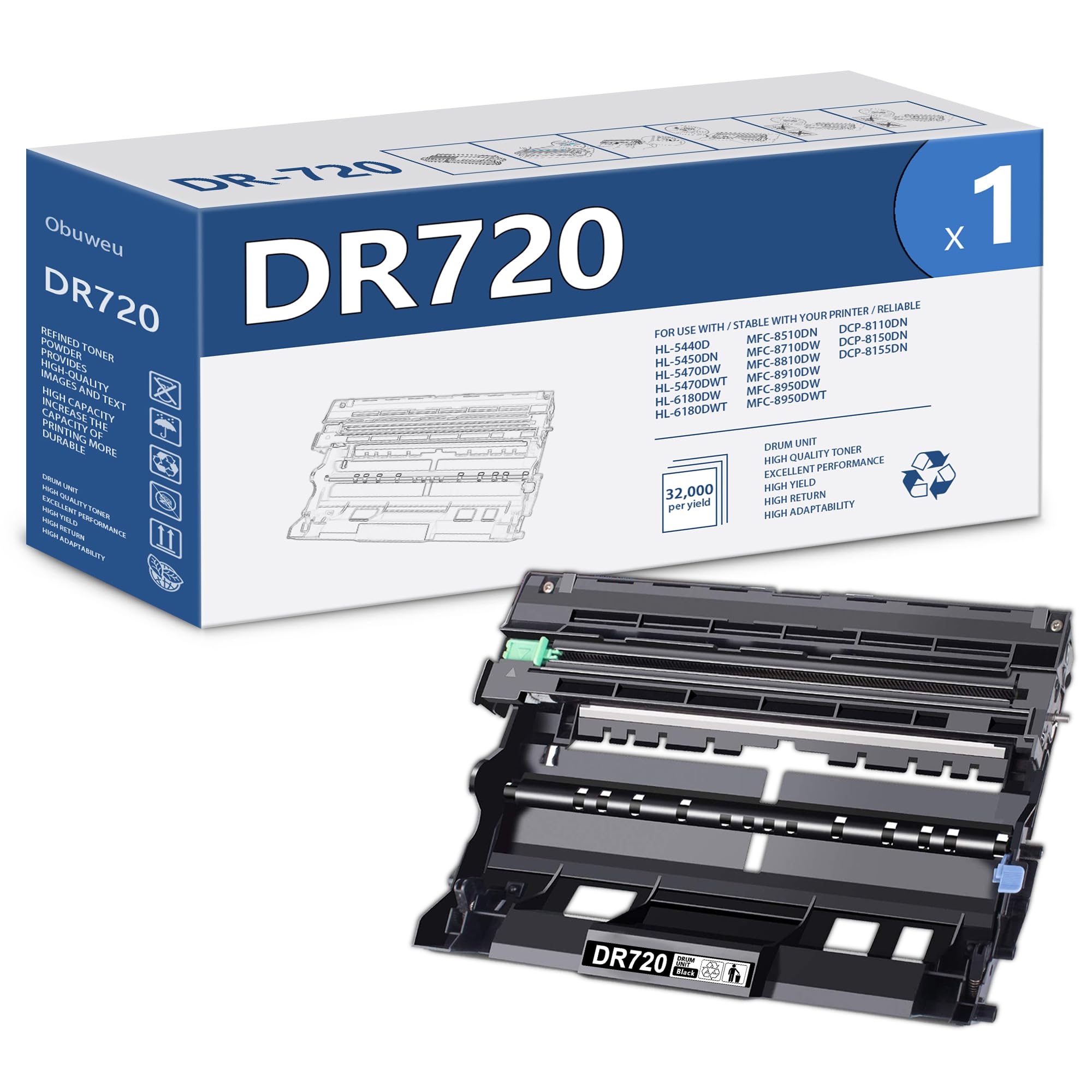 DR720 Drum Unit Replacement for Brother DR-720 DR 720 to use with DCP-8155DN DCP-8150DN MFC-8950DW MFC-8710DW MFC-8910DW HL-6180DW HL-5450DN HL-5470DW