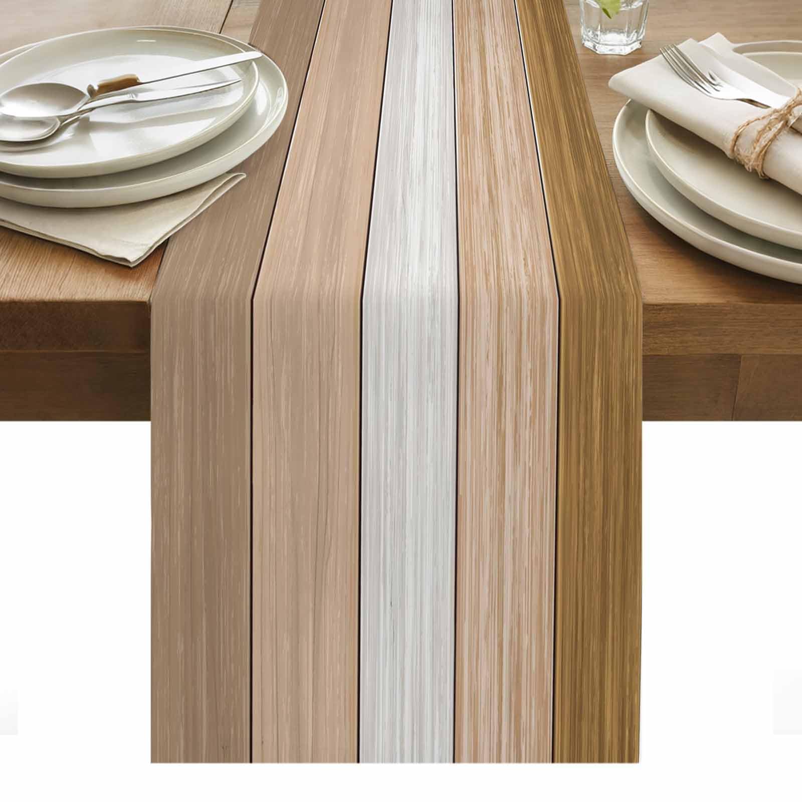 Summer Fall Table Runner,Brown Beach Cotton Linen Tablecloth Holiday Farmhouse Table Decorations for Home,Kitchen,Dining Room,Indoor,Outdoor,Small