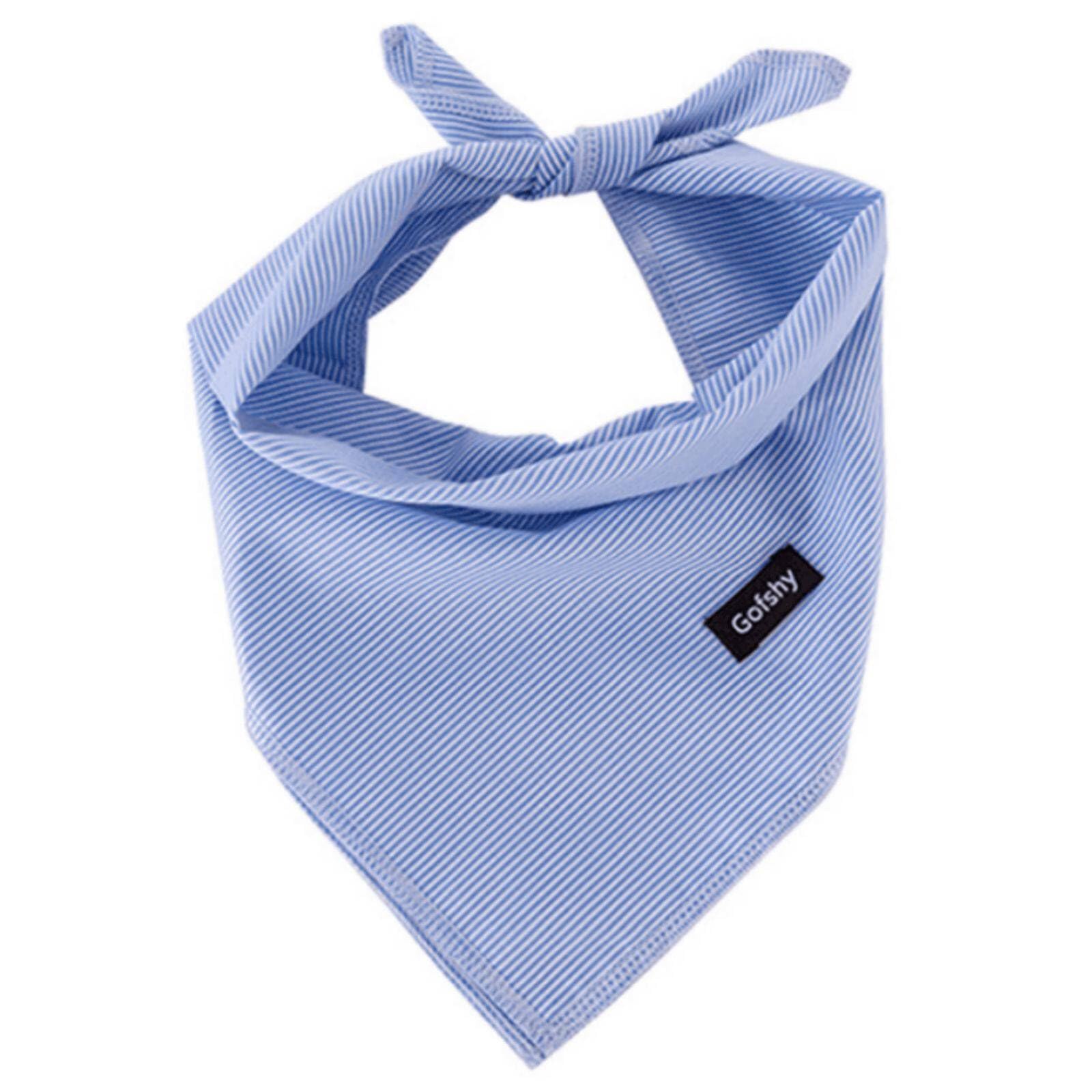 Boy Dog Bandanas Blue Stripes Printing Adjustable Dog Breed Bib Cute Cotton Scarf Handkerchief for XLarge&Large Dogs