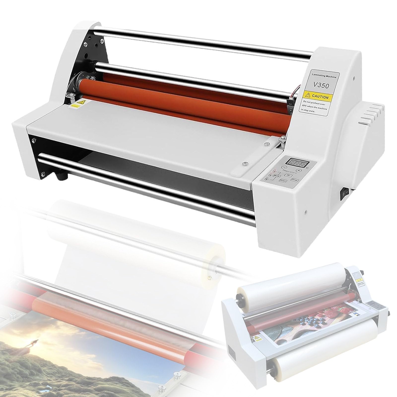 JKJZSALJ Laminator Machine Max Width 350Mm/13.78In, 700W Hot Cold Laminating Machine, Single/Dual Sided Laminating Machine