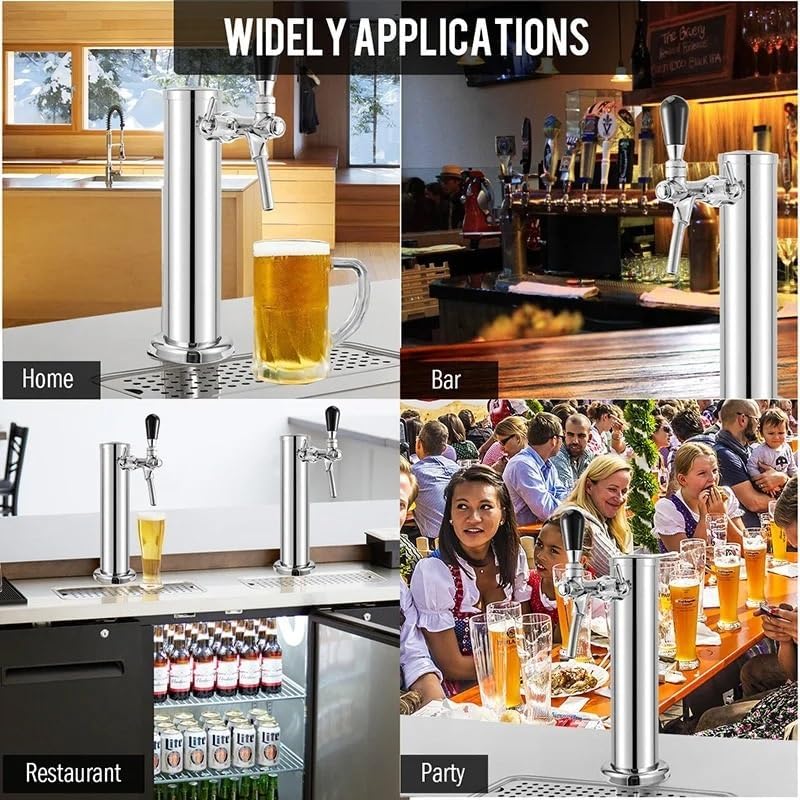 Beer Tower, Single Faucet Beer Kegerator Dispenser, 3-Inch Column Homebrew Draft Beer Dispensing, with Complete Installation Kit