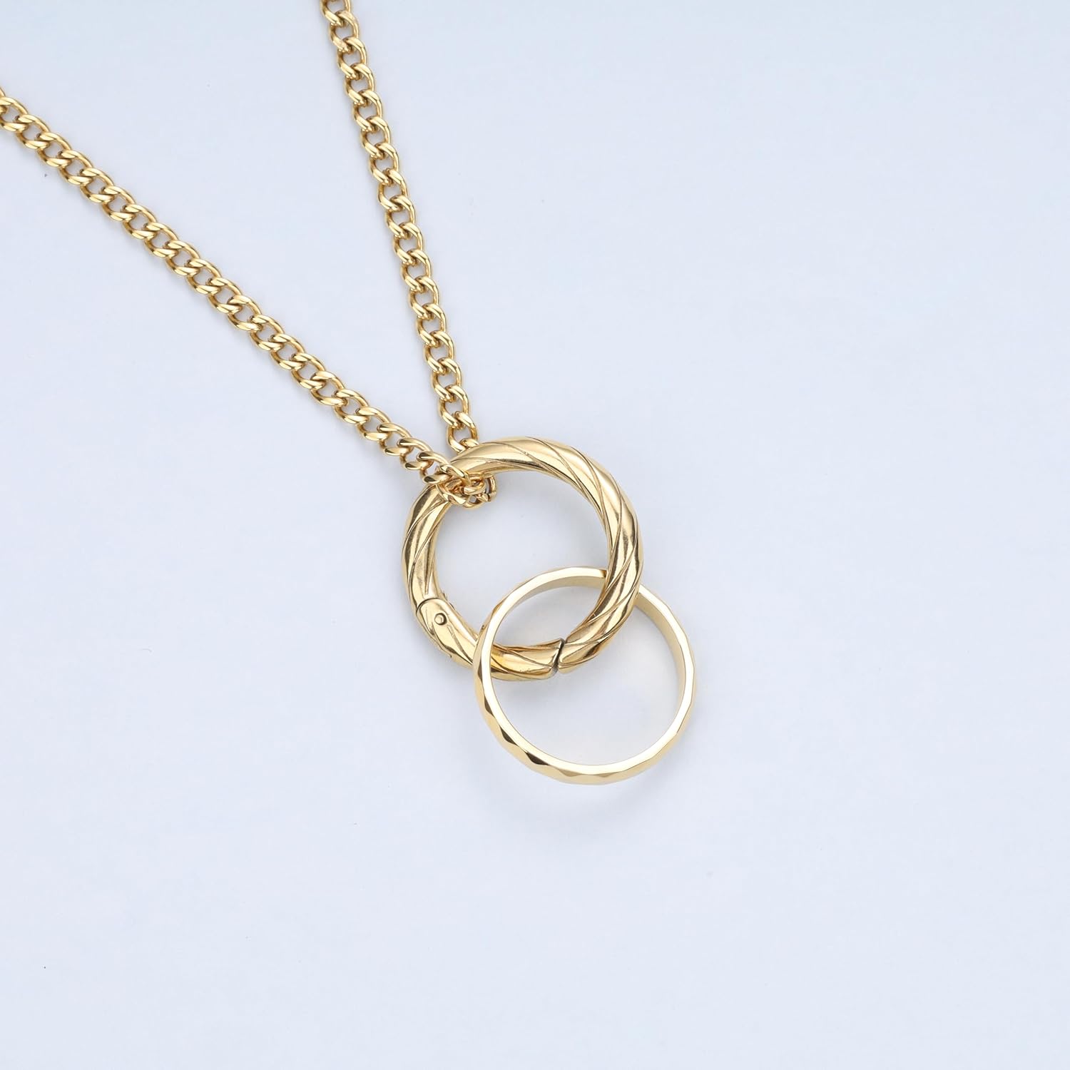 GAVU Stainless Steel Ring Holder Necklace, Wedding Ring Keeper Necklace for Women Men