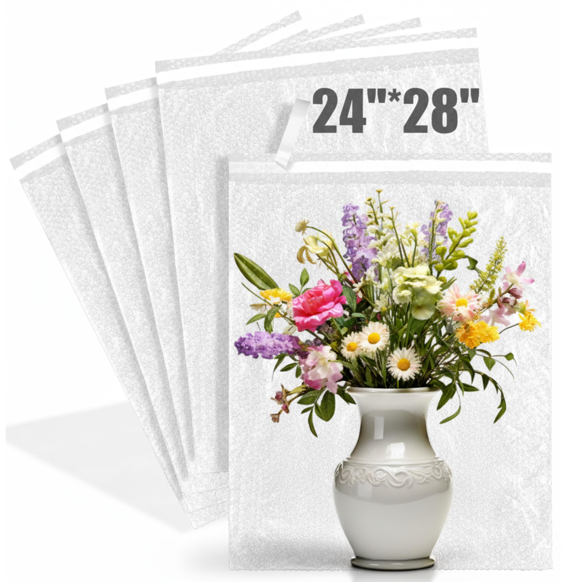 Dunzoom 5 Pack Self Seal 24 x 28 Inch Bubble Bags Extra Large Clear Bubble Cushioning Pouches for Packing Shockproof Wrap Bag for Shipping Moving