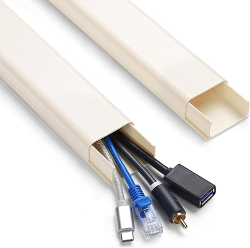 Miniatura 18 de Una Cubierta de Cable de Pared de 153 Pulgadas (9X L17 Pulgadas), Ocultador de Cables Mini, Cubierta de Cable Autoadhesiva para Ocultar Cable de