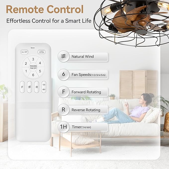 Ventilador de Techo 19 Pulgadas con Luz y Control Remoto, 6 miniatura 7