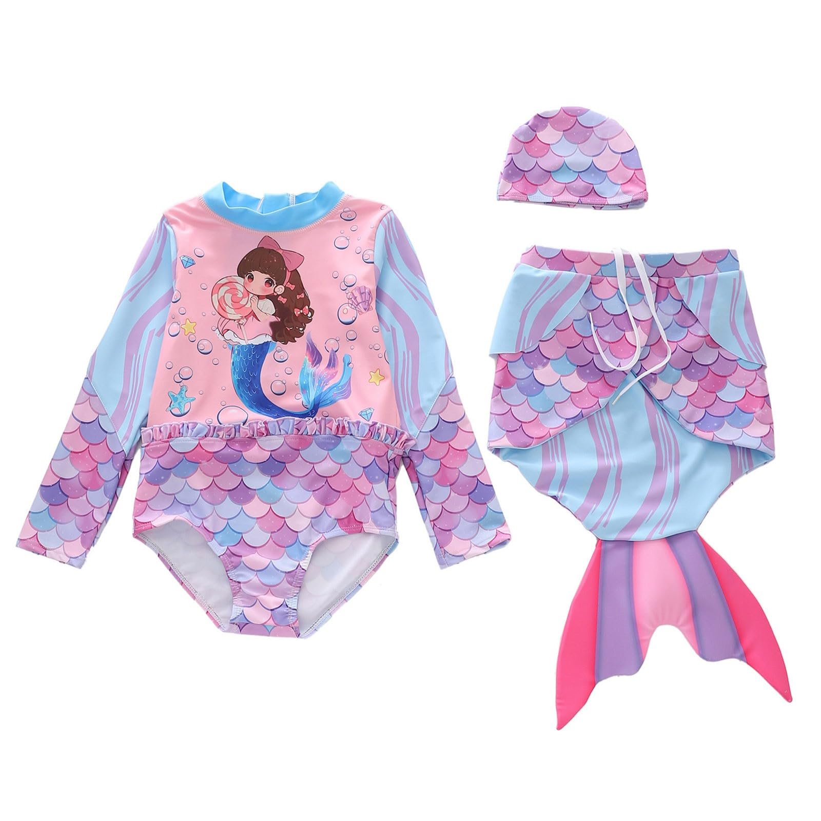MäDchen Sunny - Bañador para niña con falda fluida y aleta extraíble para piscina, playa y juegos acuáticos