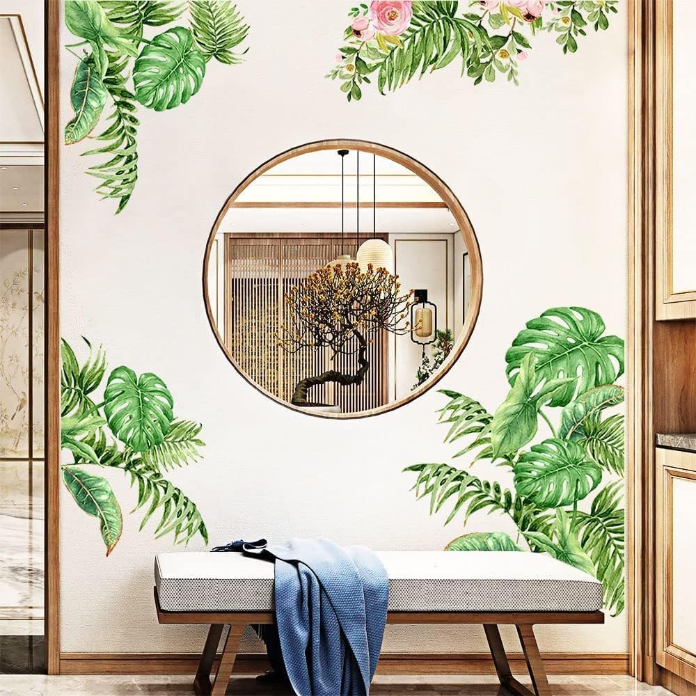 Adesivi Murali Piante Tropicali Verde - 2 Pezzi 30x60cm, Rimovibili Per Soggiorno E Camera - Foto 4