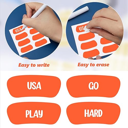 Miniatura 10 de Calcomanías negras para ojos deportivos, tiras de ojos transpirables, con 1 lápiz blanco para fanáticos del béisbol, fútbol, sóftbol en el día del