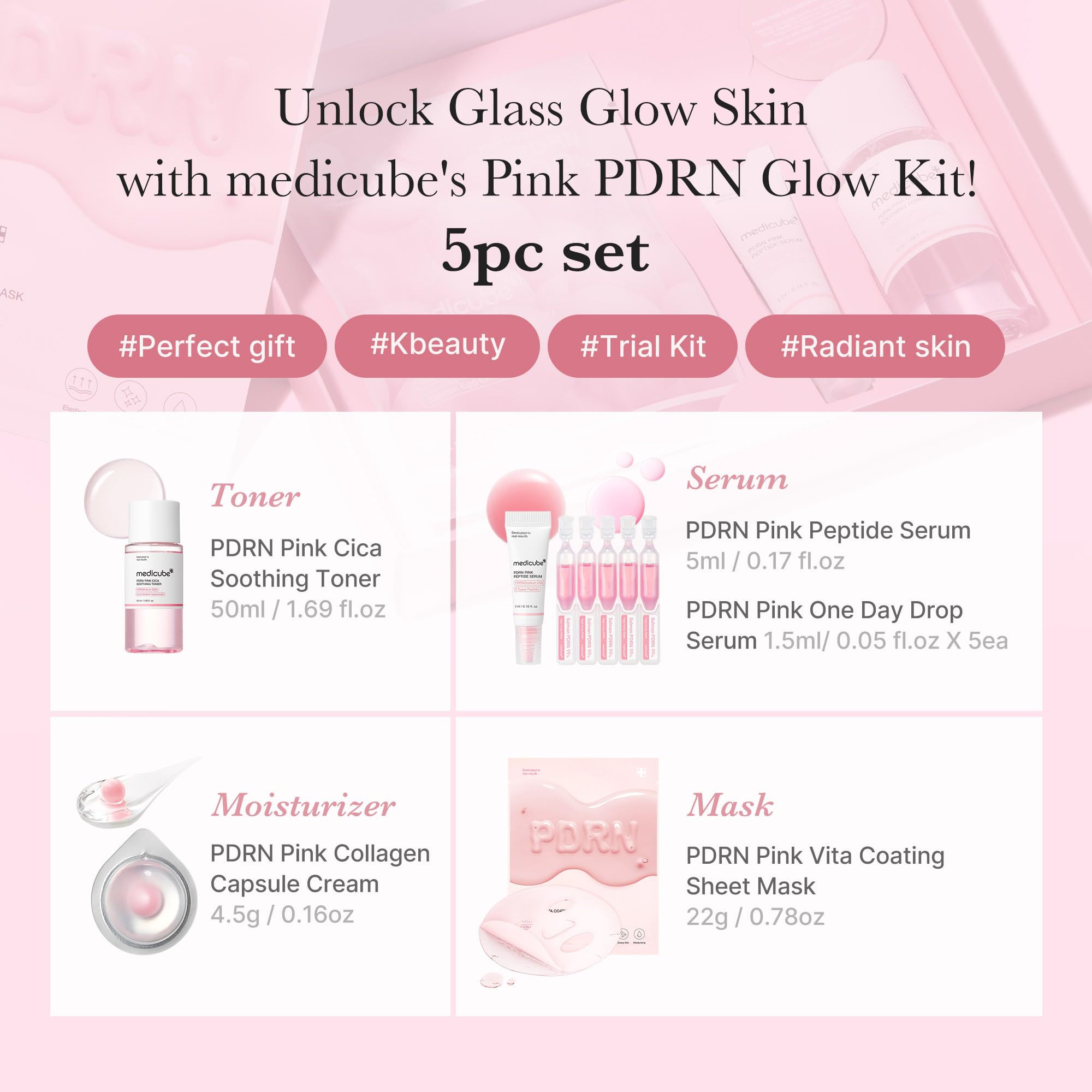 medicube Salmon DNA PDRN Glow Kit - Travel Essential Mini Skincare Set view 2