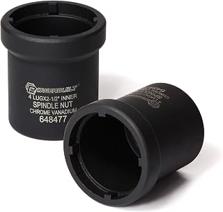 Powerbuilt Spindle Nut Socket, Removal Spindle Nuts, 4-Lug, Dodge, Chevy, Ford, GM Trucks, Hub Sockets, Truck Repair Tool - 648477