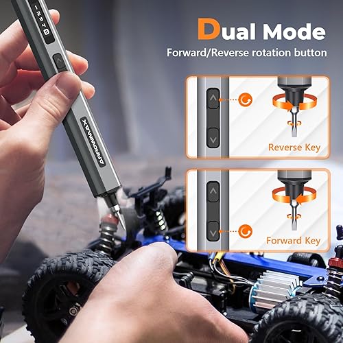 Miniatura 7 de AM ARROWMAX Destornillador eléctrico, juego de mini destornilladores eléctricos 74 en 1 con 70 puntas magnéticas, 5 modos de torsión, punto rojo,