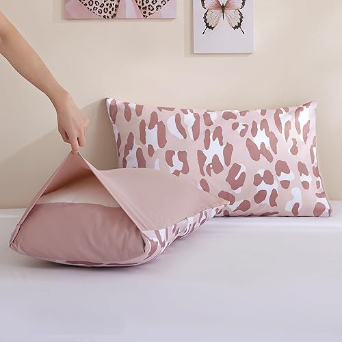 Miniatura 5 de JANZAA Juego de edredón tamaño matrimonial, juego de ropa de cama con estampado de leopardo beige, elegante y elegante estampado de guepardo, ropa