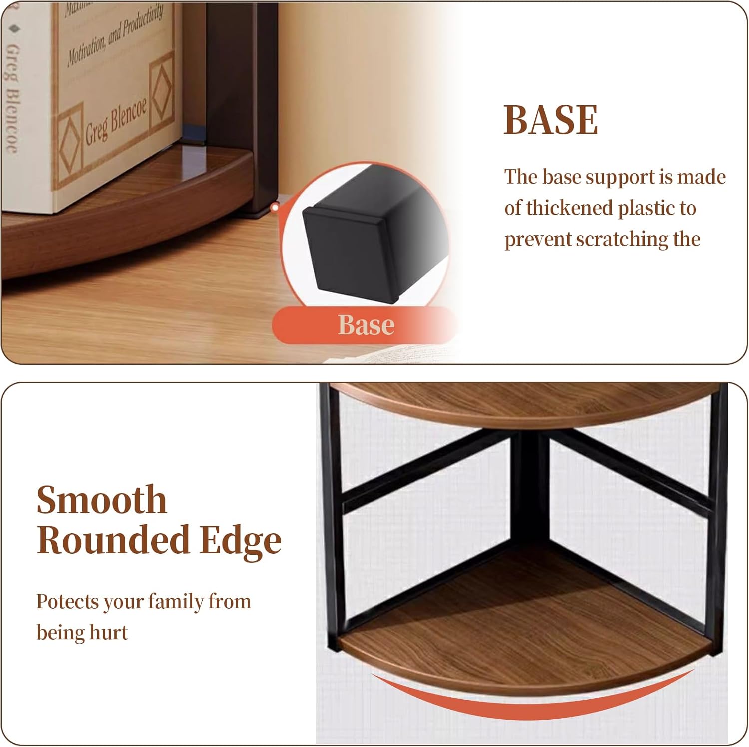 Small Corner Shelf Stand, 3 Tier Triangular Curved Bookshelf, Metal Frame Bookcase, Storage Standing Display Stands Unit for Living Room, Bedroom, Home Office, Vanity, Kitchen (Black,12x25.6in)