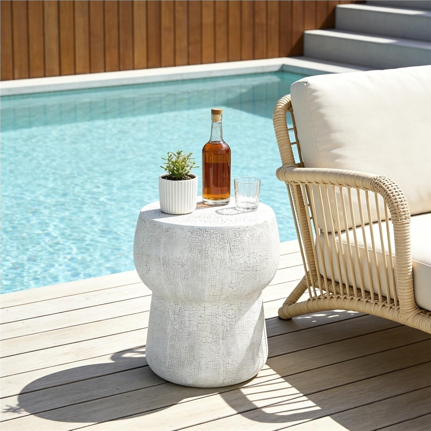Outdoor Side Table Delivers Stable Support for Daily Leisure fits Beside Chairs and Lounge Sets in patios Balconies and Garden Areas to Enhance Outdoor Living Experience