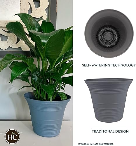 Miniatura 2 de The HC Companies 16 Inch Sedona Round Self Watering Planter - Decorative Lightweight Plastic Plant Pot for Indoor Outdoor Plants Flowers Herbs, Warm