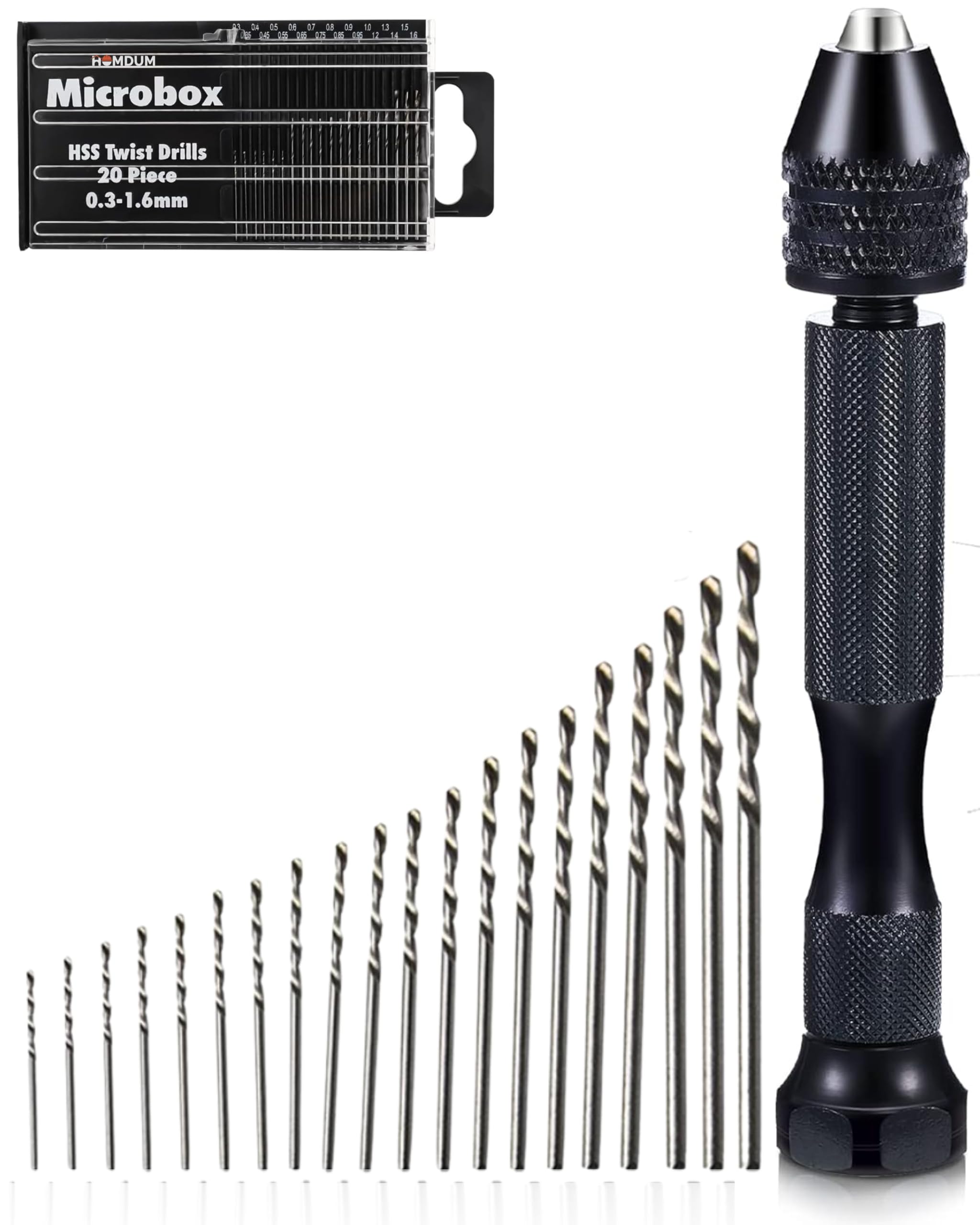 HOMDUM Hand Micro Drill Big - Manual Drill Rotary Tool for Crafts, Jewelry Making & Delicate Drilling with 20Pc HSS Twiset Drill Bit 0.3-1.6MM (B0BTPBFFJL) Amazon Price History, Amazon Price Tracker