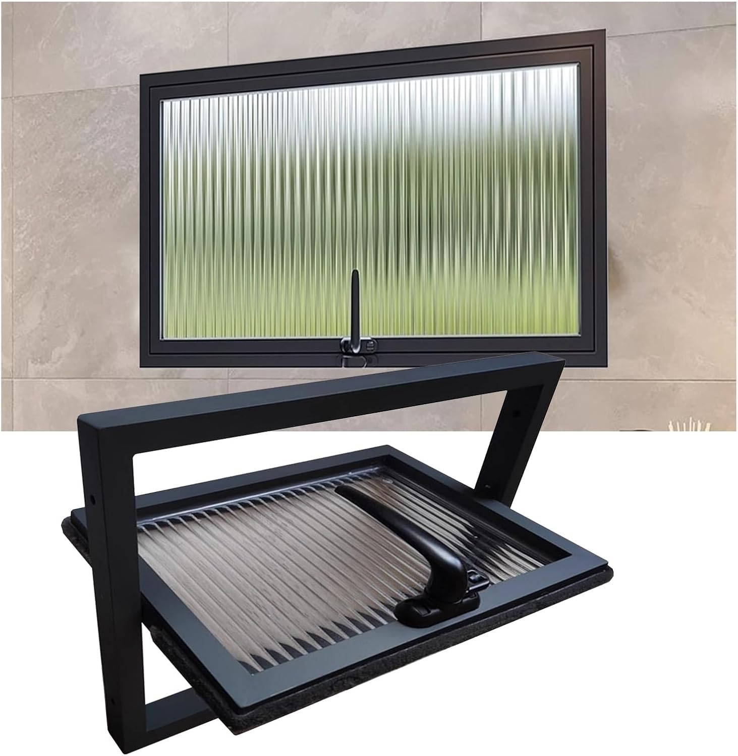 Ventana de cobertizo para eliminar humedad con marco de aluminio negro