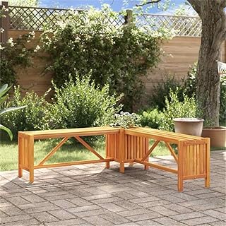 Pemberly Row 46.1 x 46.1 x 15.7 in Acacia Wood Garden Corner Bench, Oile...