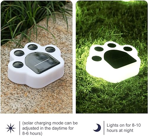 Miniatura 3 de FQQWEE 4 luces solares con estampado de patas para exteriores, lindas luces solares impermeables para escalones de escalón, iluminación de paisaje,