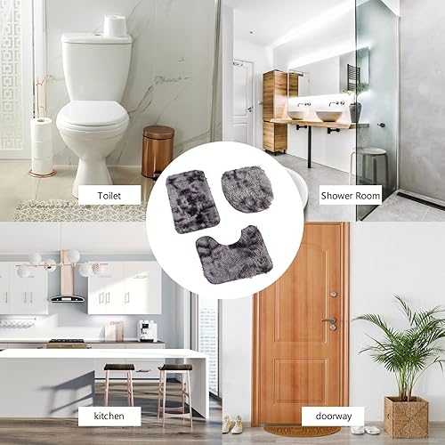 Miniatura 4 de CENGNIAN Juego de alfombras de baño de 3 piezas, alfombra de baño ultra suave antideslizante, alfombra de baño de felpilla absorbente, alfombra