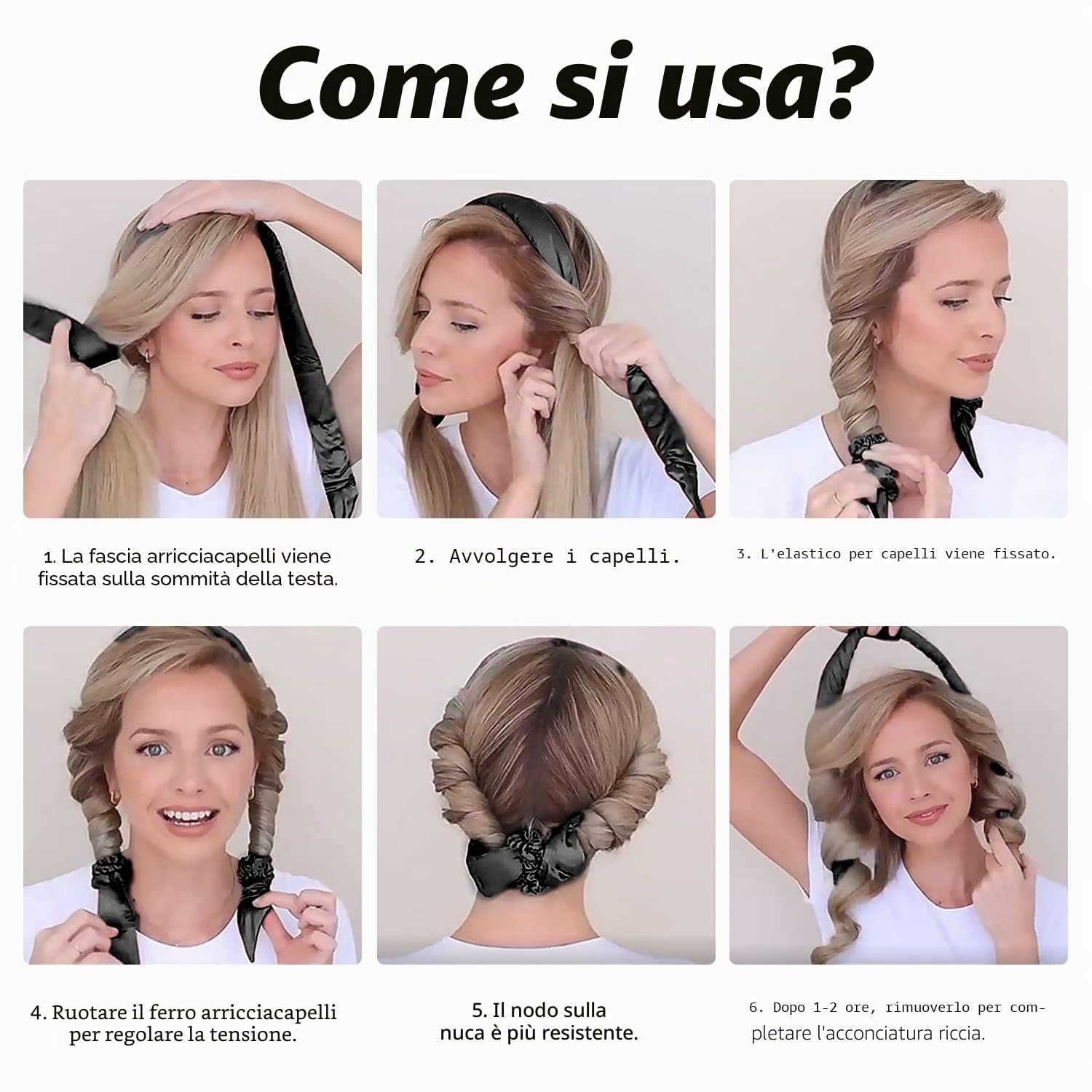 3 pezzi di fascia per arricciare il nessun riscaldamento, arriccia capelli per dormire, strumenti per lo styling fai-da-te, 4 pezzi di clip a becco d'anatra, 1 sacchetto di immagazzinaggio