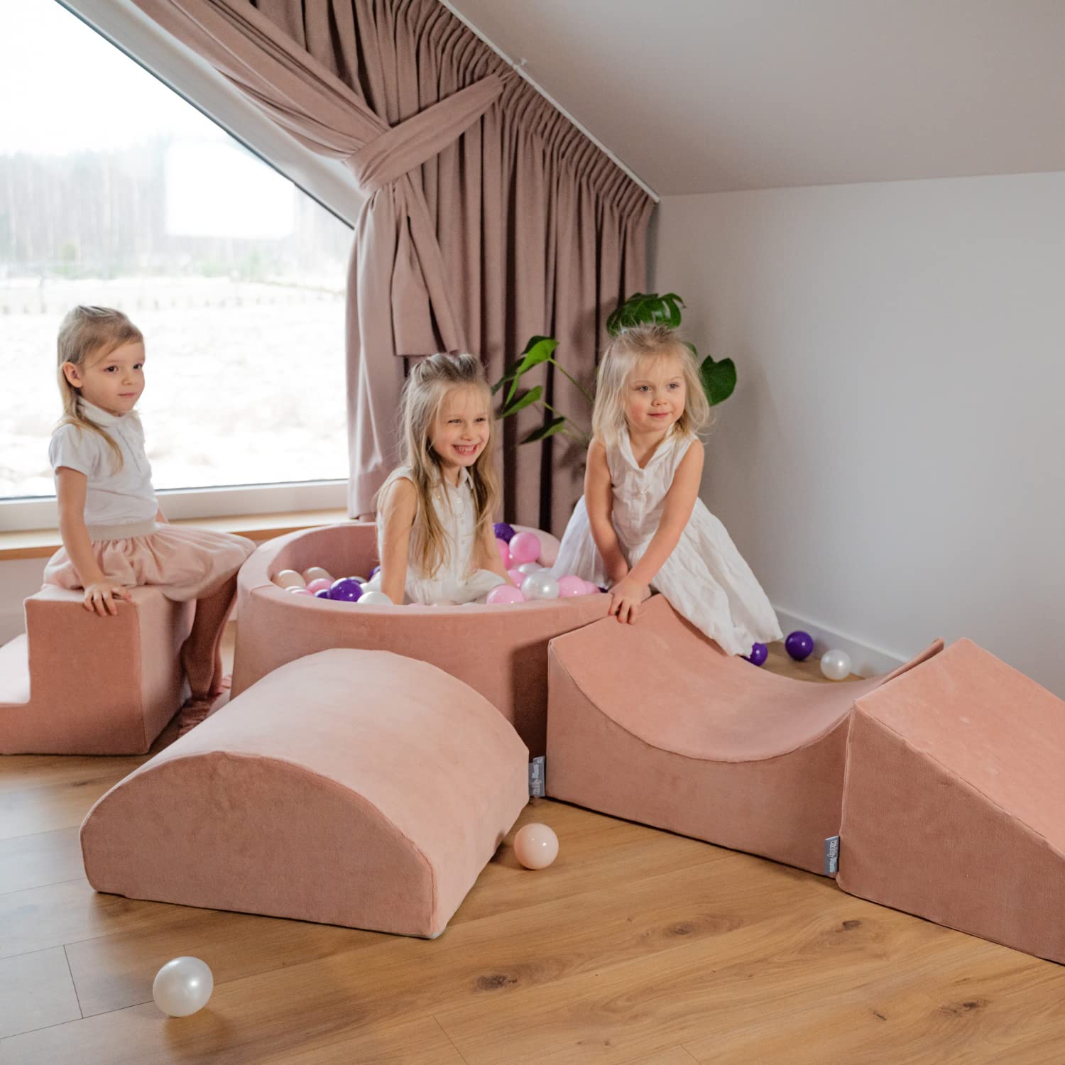 KiddyMoon Area di Gioco in Schiuma per Bambini Velour con Fodera Rimovibile Resistente E Materiali Leggeri per Stimolare creatività Durante Il Gioco Elemento Multi-Taglia, Verde del Bosco
