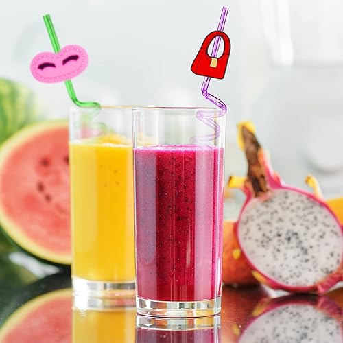 Miniatura 3 de 24 pajitas temáticas de maquillaje, 6 colores, popotes de plástico reutilizables para niñas, niños, bebé, spa, suministros de fiesta de cumpleaños,