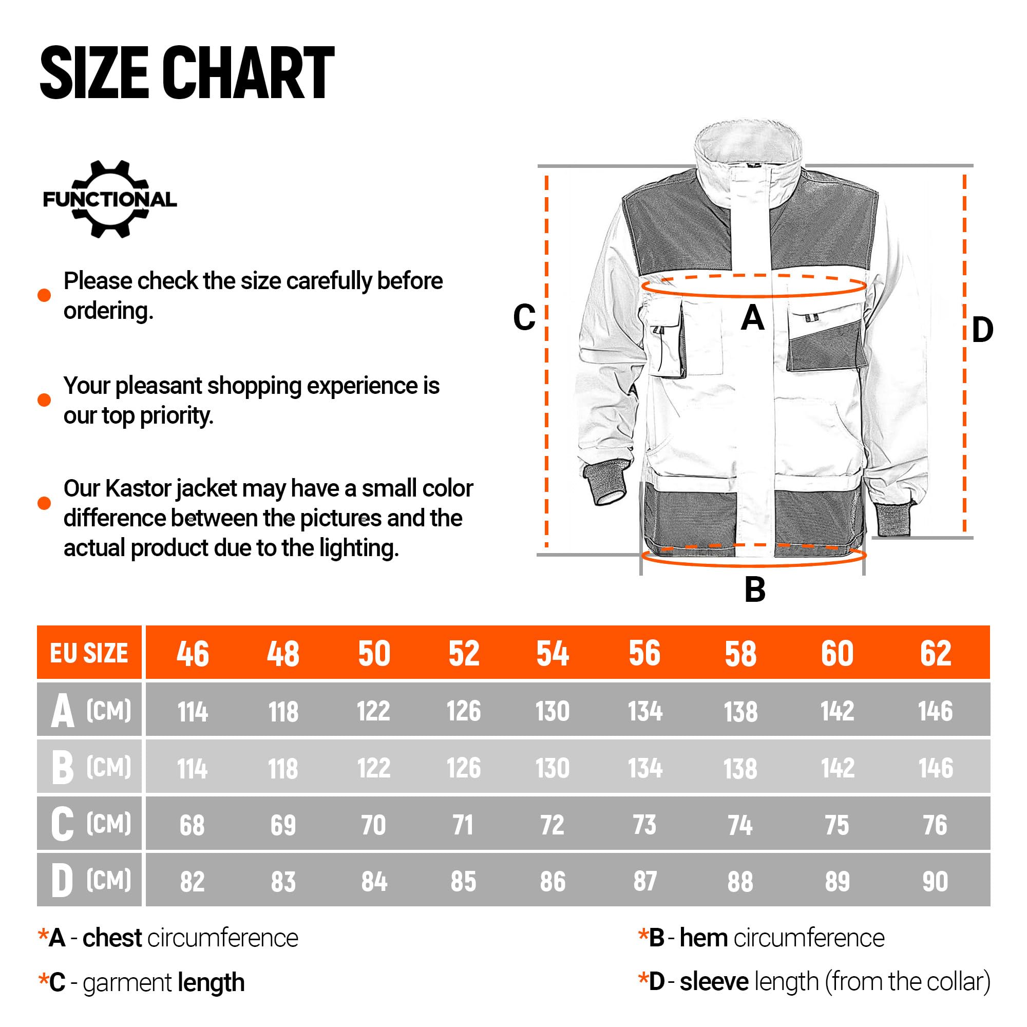 Stenso Kastor Arbeitsjacke Herren 600D Verstärkt 600D-Polyester Teile | Arbeitsjacke Herren mit 600D Verstärkungen zwei Brusttaschen Klettverschluss elastischen Bündchen 600D-Polyester Teile