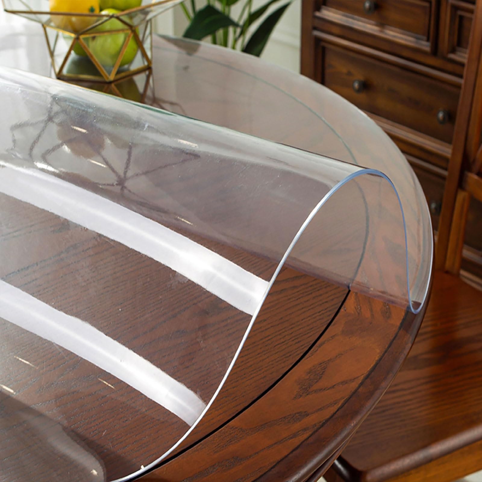 Round Table Cover Protector Clear Table Protector 2mm Plastic Waterproof PVC Tablecloth,Transparent Round Table Pad for Coffee Tables 40 70 80 96 112 134 150 cm(Transparent,54cm)