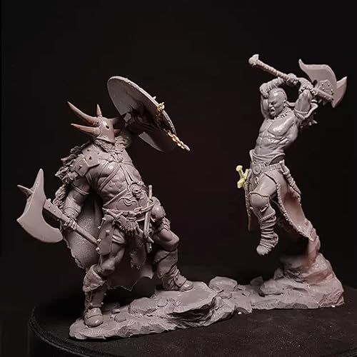 Splindg 124 2.953in Antiguo Fantasía Guerrero Batalla Duo Resina Modelo de Personaje Kit sin pintar autoensamblaje11873A