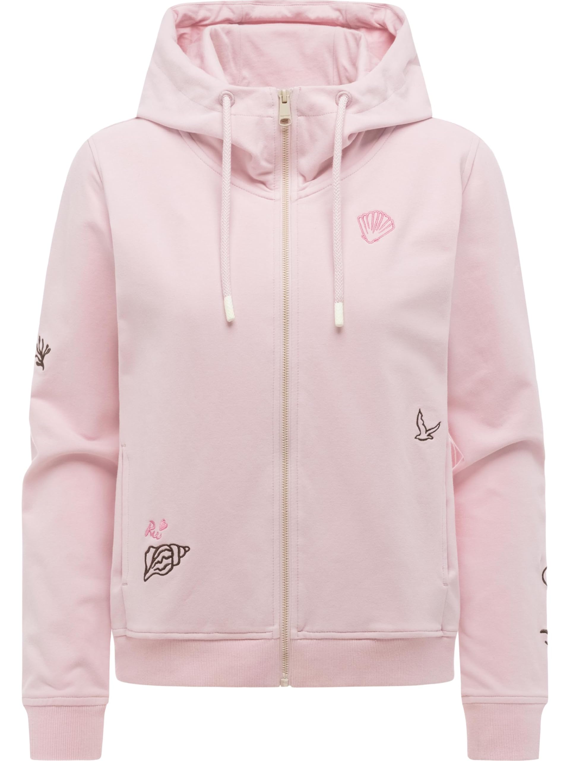 Ragwear Damska krótka bluza z zamkiem błyskawicznym z regulowanym kapturem i modnym haftem Parya Embro XS-XXL