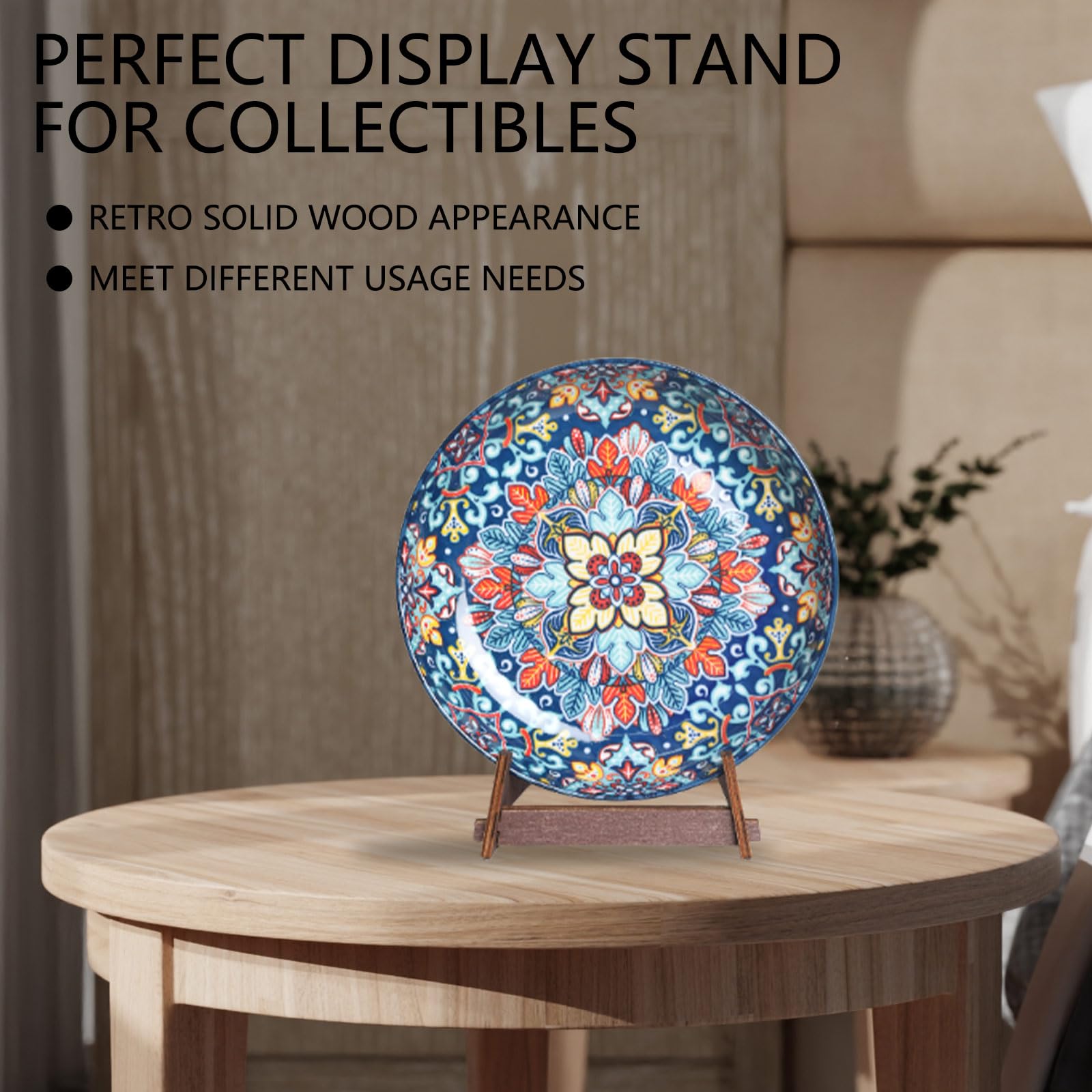 Supporto per piatti grande, 33 cm, in legno, confezione da 1 | Supporto per piatti, espositore per libri, foto, targa, foto, piatto, ciotola, supporto decorativo da tavolo