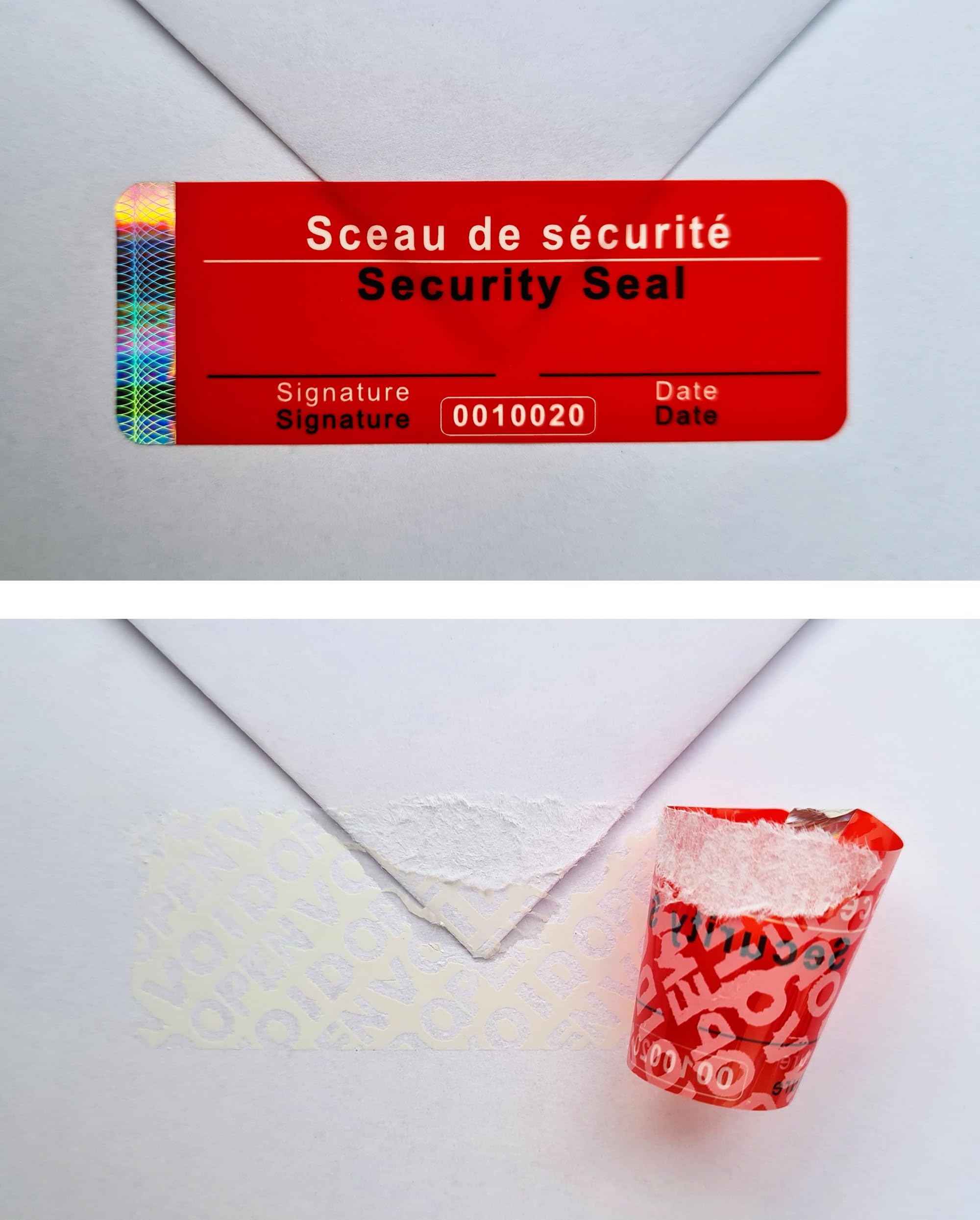 1000 pezzi - Sigillo di sicurezza con numero di serie, 70 x 25 mm, rosso, scrivibile, adesivi di sicurezza, sigilli, etichette di sicurezza, etichette di sicurezza, etichette autoadesive, sigillo di