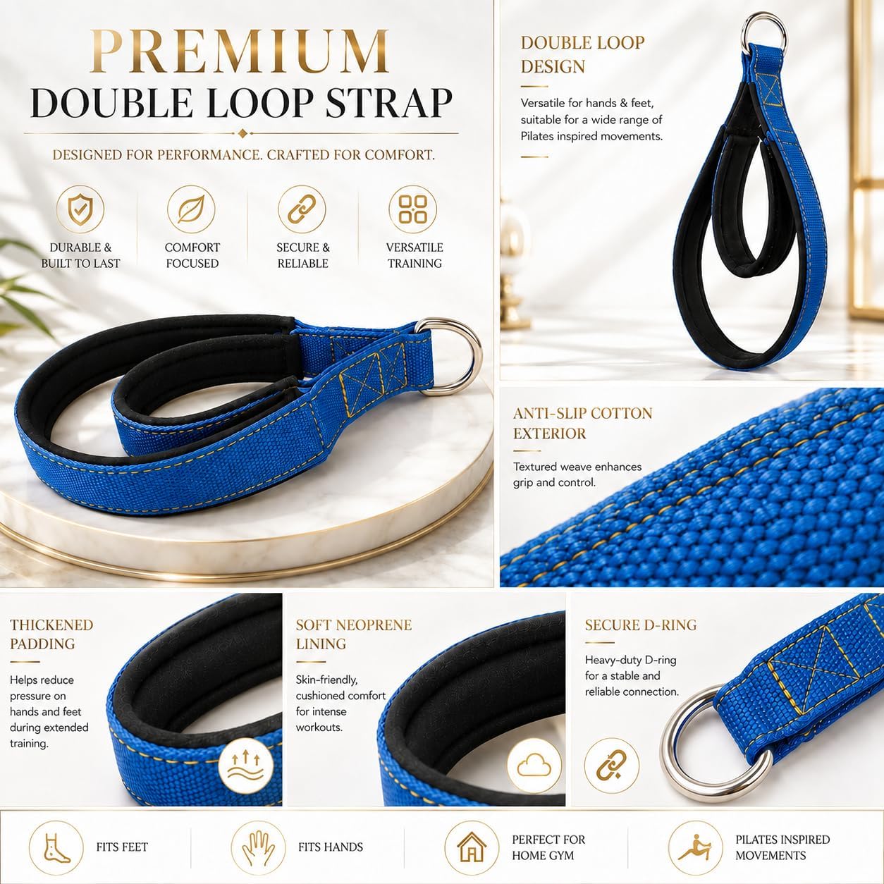 Pilates Straps Compatible with Gym Soft Tonal Pilates Loops 1 Pair