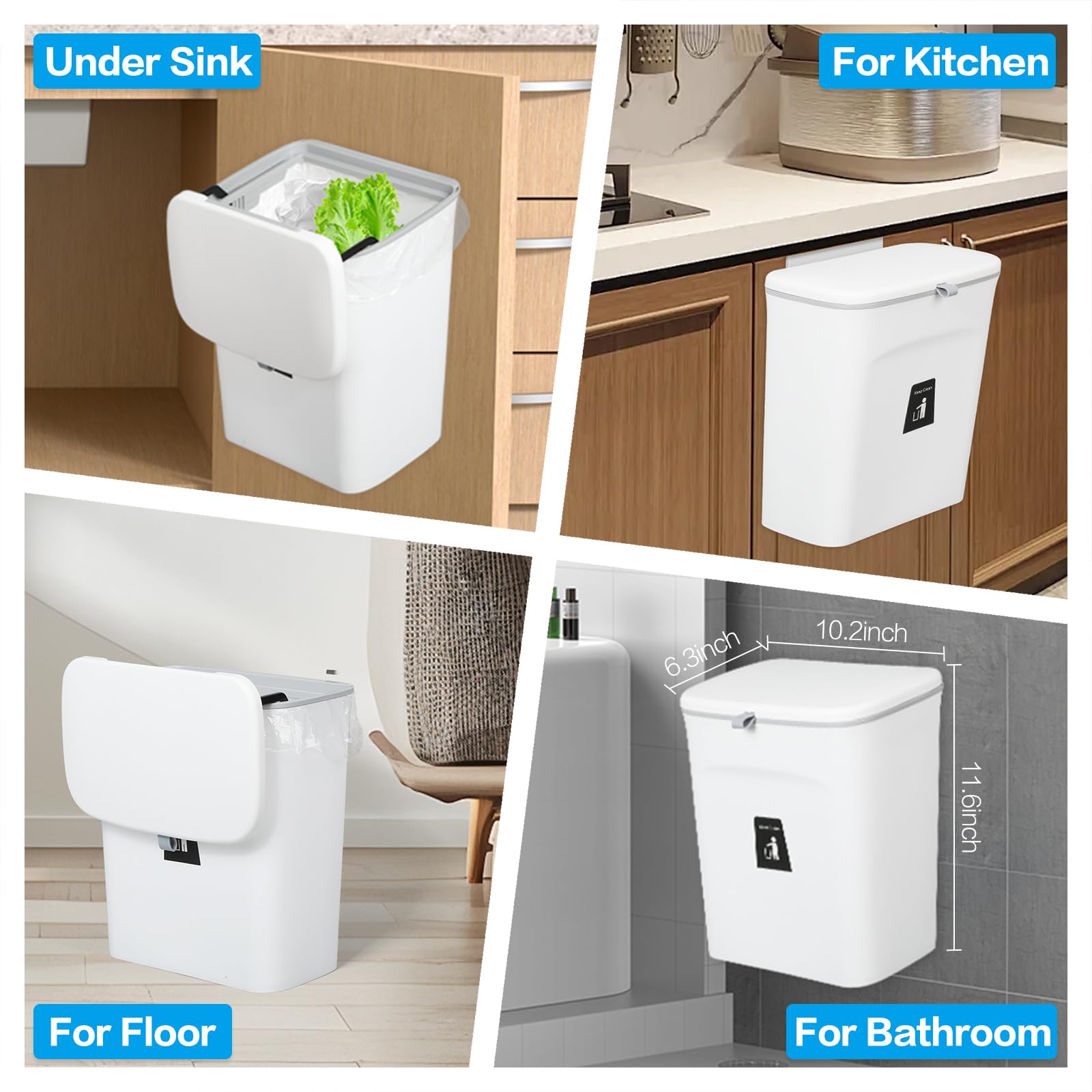 LALASTAR Pattumiera Per Compost Da Appoggio, Da Cucina, Con Coperchio, In Fibra Di Bambù Sostenibile, Compostiera Alimentare Per Interni Per Cucina, Inodore, 1 Gallone, Nero - Foto 4