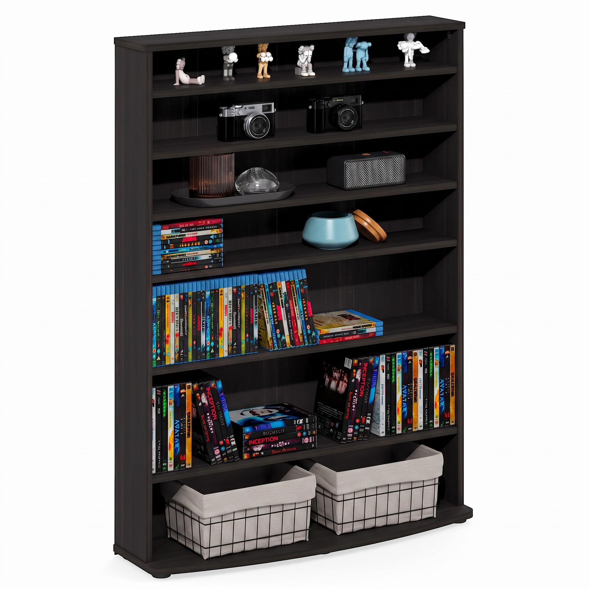 FURINNO JAYA 6-Tier Multimedia Storage Tower, Espresso
