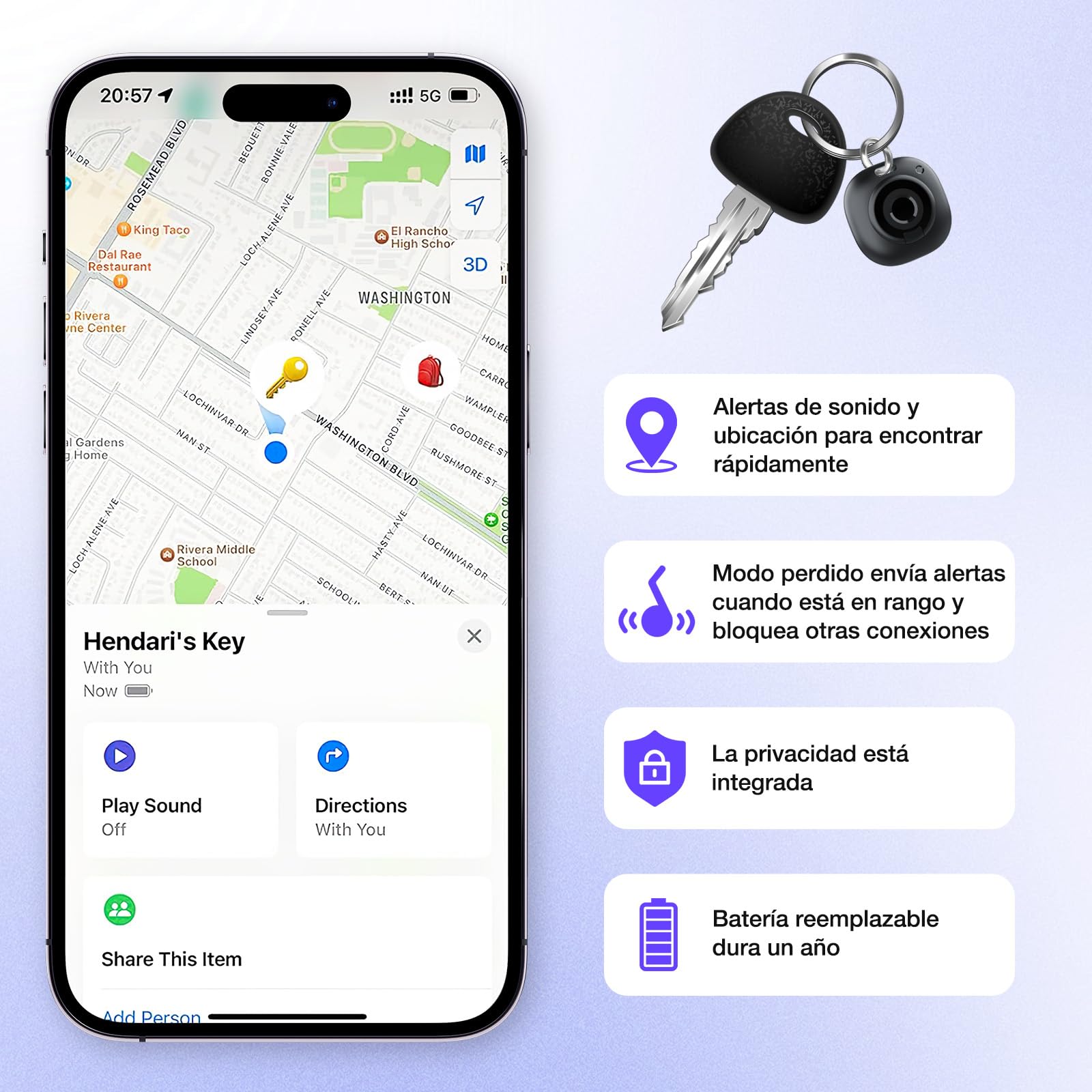 PcEoTllar Rastreador Inteligente Bluetooth Localizador de Objetos, Compatible con Apple Find My (Solo iOS), para Llaves, Equipajes, Maletas, Carteras, Bolsos, Bicicletas (2 Unidad) — view 3