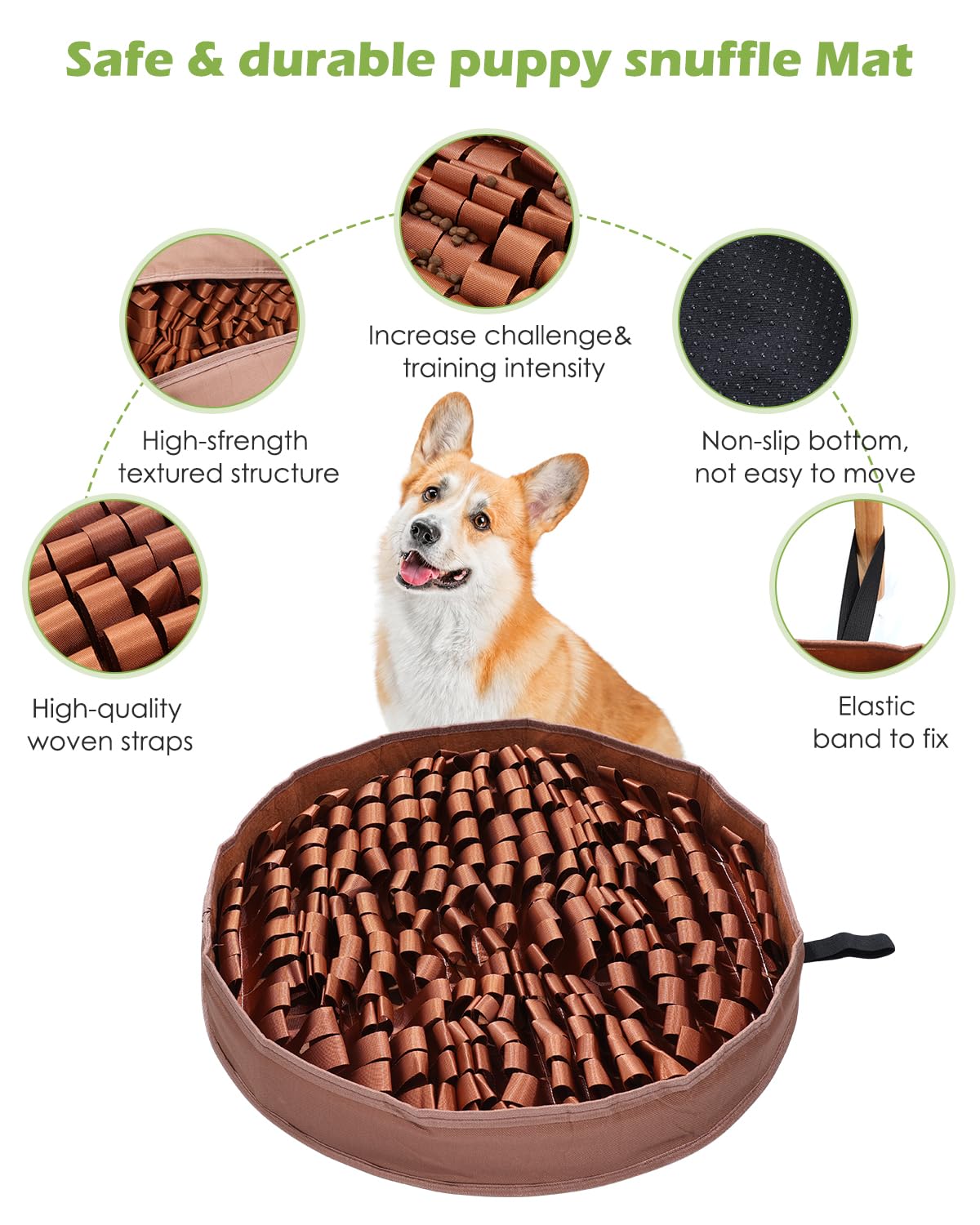 KeeKit Tapete para olfatear para perros, tapete de alimentación lenta de 25 x 25 pulgadas, juego de alimentación interactivo para perros pequeños y medianos, fomenta el forraje natural, estimulación