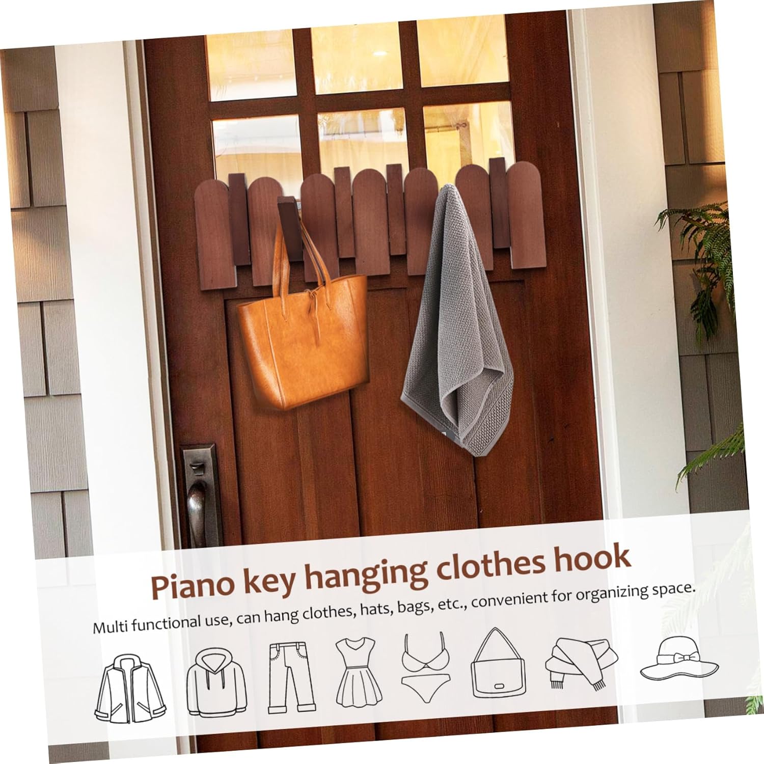 Ciieeo Solid Wood Coat Hanger for Entryway Unique Decorative Wall Mounted Rack with Hooks Space Saving Design for Coats Bags and Accessories