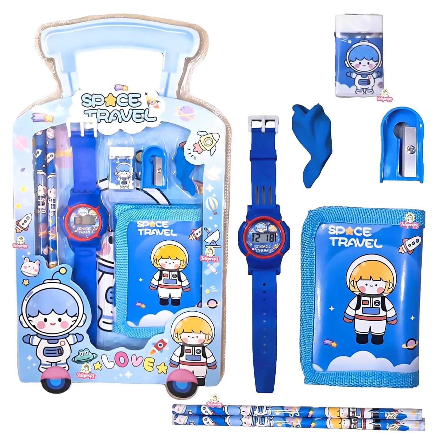 KOBBET® Stationery Gift Set for Kids with Watch, Sharpener, Eraser 2 Pencils, Wallet Pouch Return Gift for Kids Party Favor Return Gift Birthday Gift for Kids Stationery Return Gift for Kids Any 1 set (B0DFH5DMVK) Amazon Price History, Amazon Price Tracker