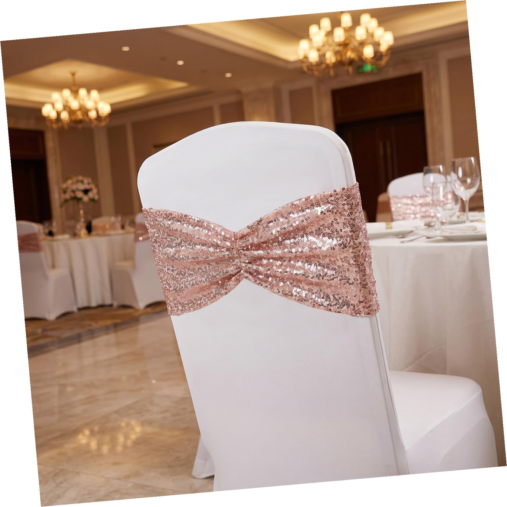UPKOCH 10 Stück Dekorative Stuhlbänder für Hochzeiten aus Polyester in Gold mit Pailletten Festliche Stuhlschleifen für Hochzeit und Party Elegante Bankettdekoration