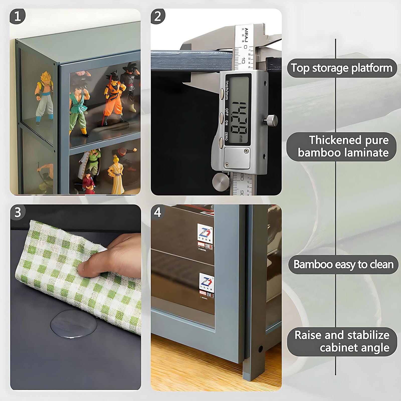 5 piani vetro acrilico porta espositore, espositore collezione, porta giocattoli, libreria camera da letto per bambini (Doppia porta grigia)