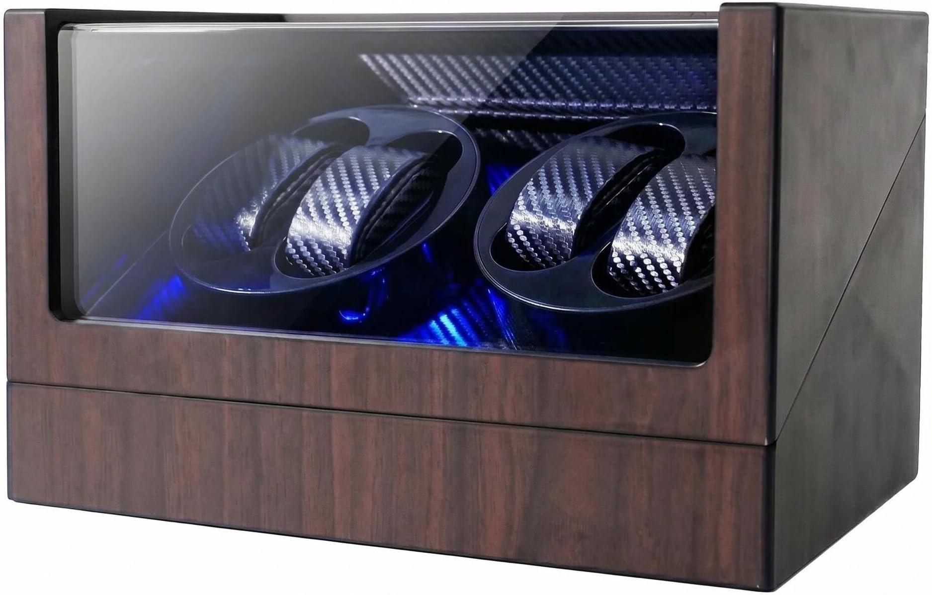Watch Winders for 4 Automatic Watches, Automatic Watch Winder Box, Watch Spinner for Rolex with Blue Light, Battery or USB Powered, Present for Men and Women, Quiet Mabuchi Motor