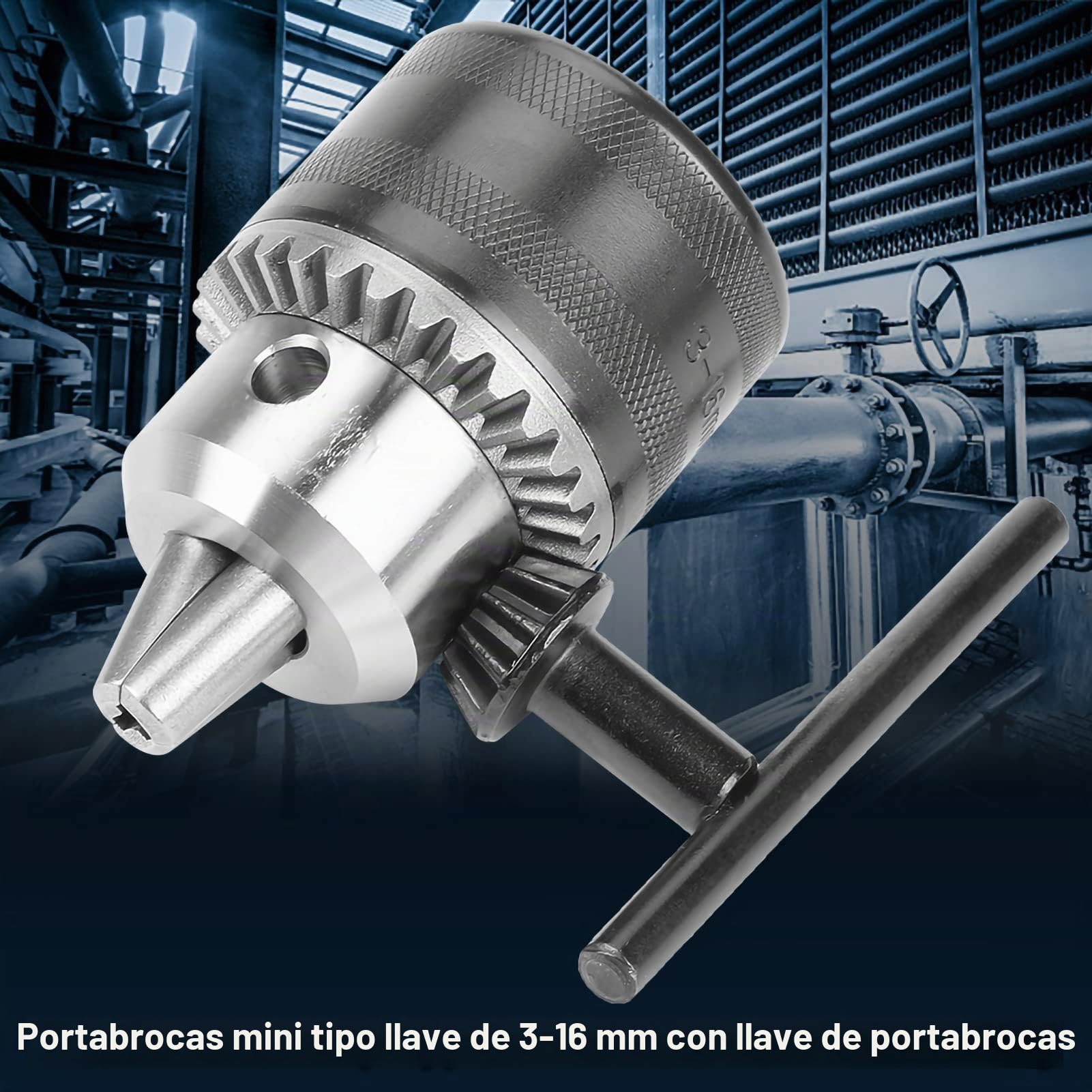 Portabrocas de 3-16 mm con llave de mandril mini para taladro eléctrico B16 / B18 / 1/2-20UNF para tornos y prensas de taladro(3-16MM[B16])